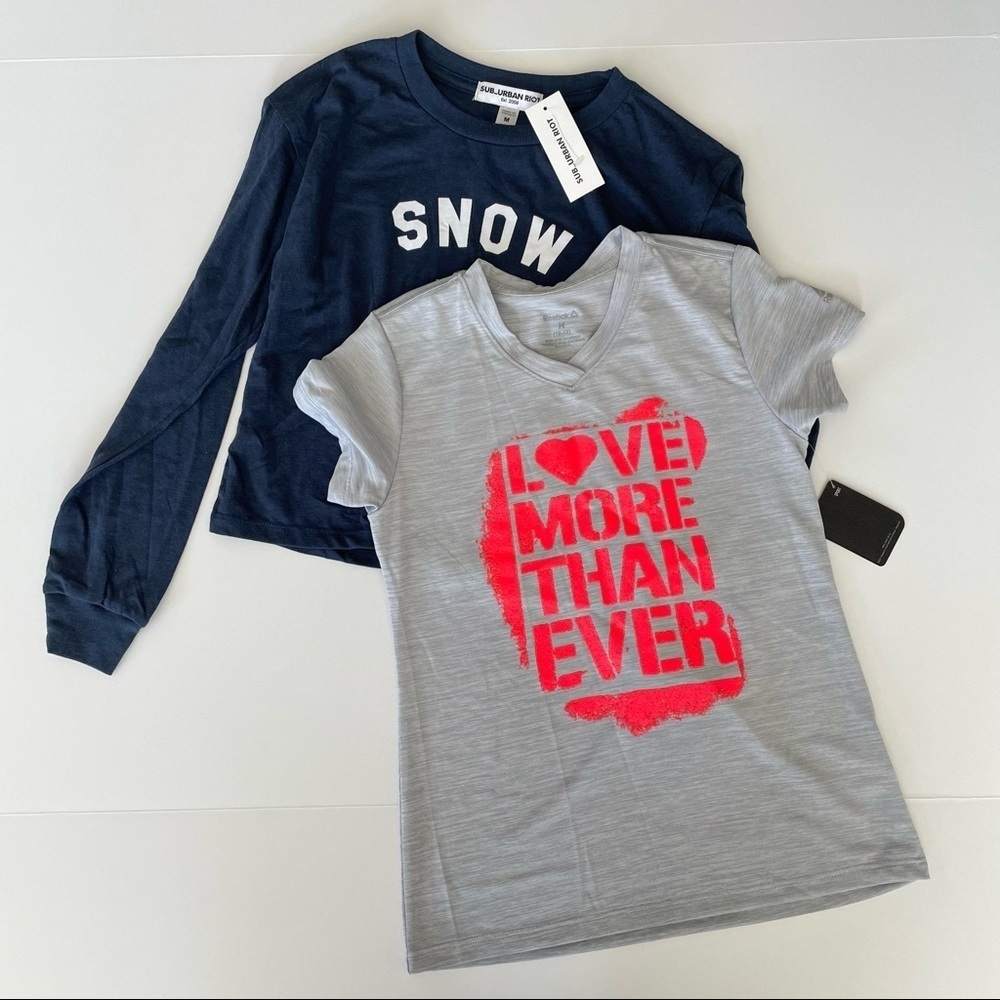 Bundle of 2 Tops -NWT Girls Sub_Urban Riot Blue Top & Reebok Silver Athletic Top